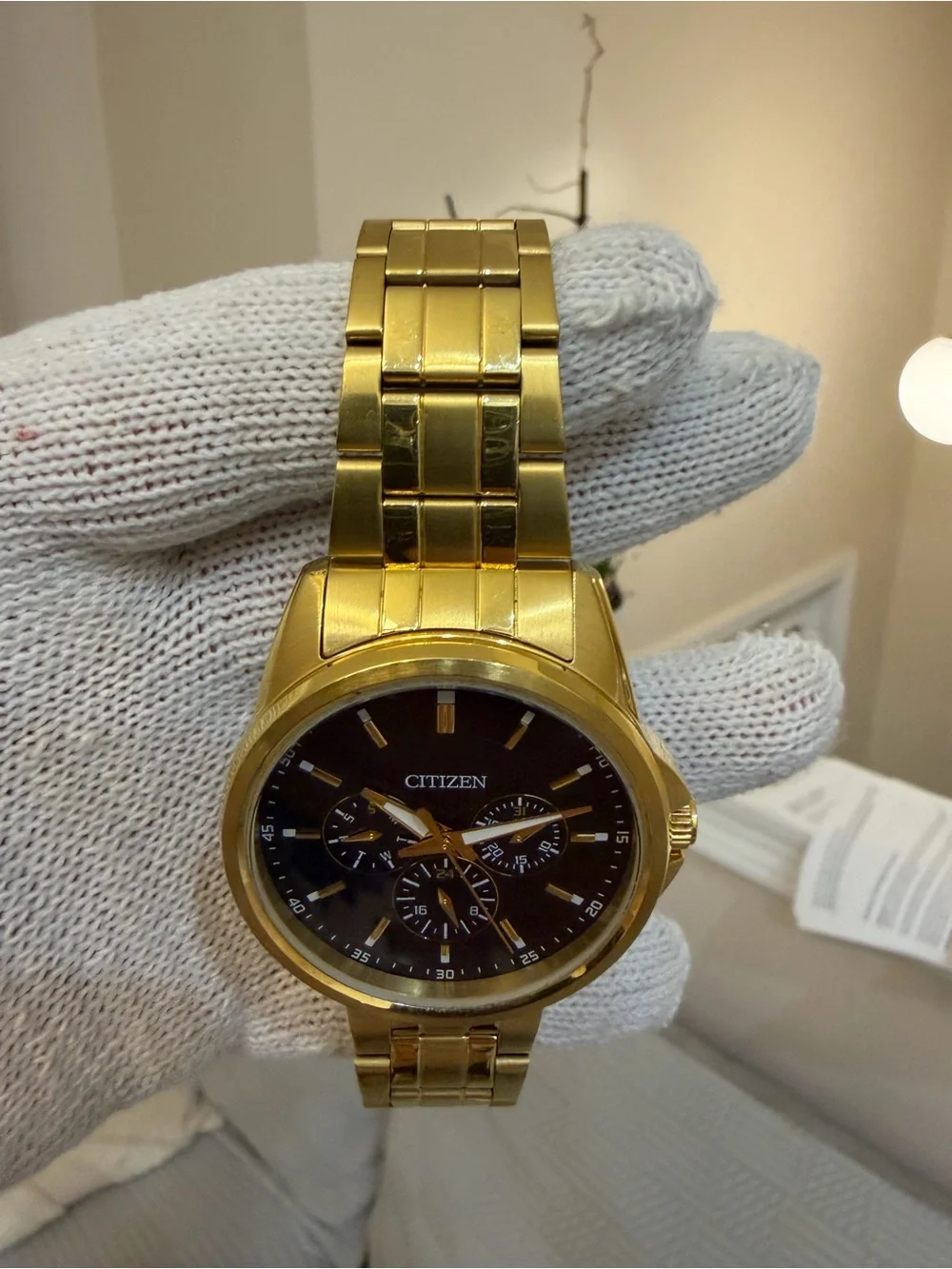Citizen Gold Multi-Function Men's Quartz Blue Dial Watch AG8342-52L w/ Box 42mm